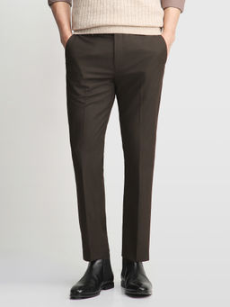 Arrow - Brown Self Design Polyester Super Slim Fit Trouser