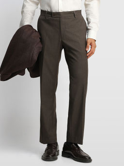 Arrow - Brown Self Design Nylon Regular Fit Trouser
