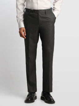 Arrow - Grey Solid Polyester Regular Fit Trouser