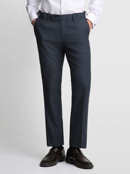 Arrow - Blue Solid Polyester Regular Fit Trouser
