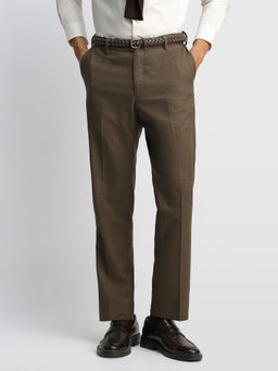 Arrow - Brown Solid Polyester Regular Fit Trouser