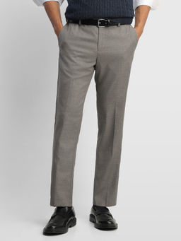 Arrow - Grey Solid Polyester Regular Fit Trouser