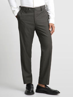 Arrow - Grey Solid Polyester Regular Fit Trouser