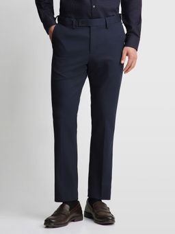 Arrow - Blue Textured Polyester Regular Fit Trouser