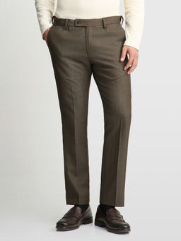 Arrow - Brown Checks Polyester Regular Fit Trouser