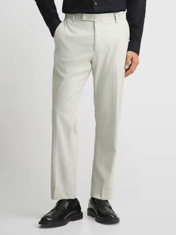 Arrow - White Solid Polyester Regular Fit Trouser