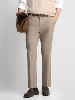 Arrow - Brown Solid Polyester Regular Fit Trouser