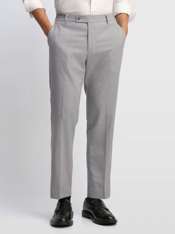 Arrow - Grey Solid Polyester Regular Fit Trouser