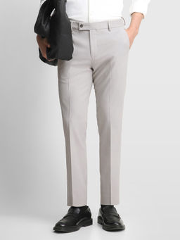 Arrow - Grey Solid Polyester Super Slim Fit Trouser