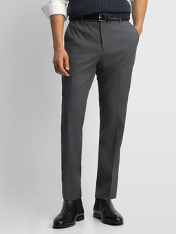 Arrow - Grey Solid Polyester Super Slim Fit Trouser