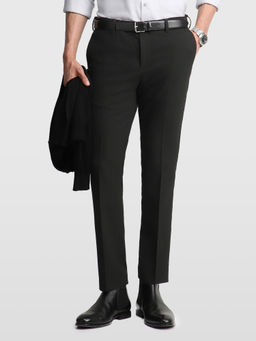 Arrow - Black Solid Polyester Regular Fit Trouser