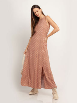 Zink London - Womens Beige Polka Dots Dress