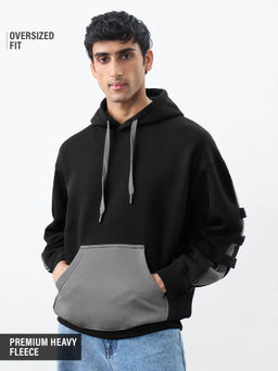 The Souled Store - Black Solid Full Sleeves Hoodie