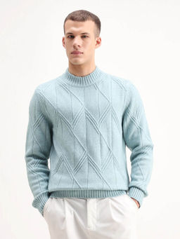 Rare Rabbit - Blue Textured Full Sleeves Sweater