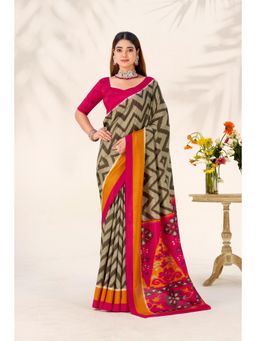 LooknBook Art - Green Grace In Every Thread Taser Silk Printed Saree with Unstitched Blouse