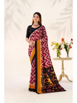 LooknBook Art - Maroon Grace In Every Thread Taser Silk Printed Saree with Unstitched Blouse