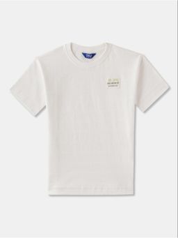 R&B - White Pure Cotton Half Sleeves Round Neck Regular Fit Solid T-Shirt