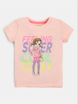 R&B - Pink Pure Cotton Half Sleeves Round Neck Regular Fit Graphic T-Shirt