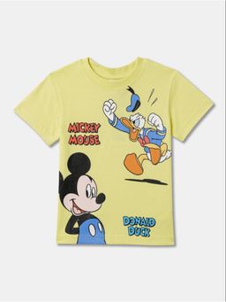 R&B - Yellow Pure Cotton Half Sleeves Round Neck Regular Fit Graphic T-Shirt