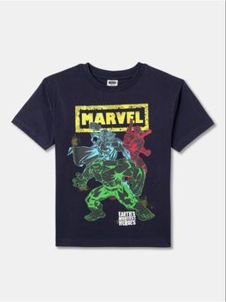 R&B - Black Pure Cotton Half Sleeves Round Neck Regular Fit Graphic T-Shirt