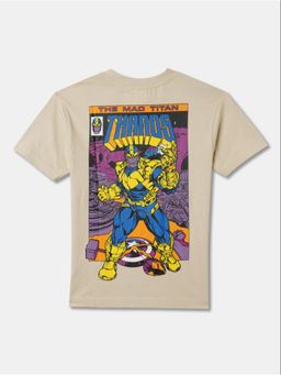 R&B - Cream Pure Cotton Half Sleeves Round Neck Regular Fit Graphic T-Shirt