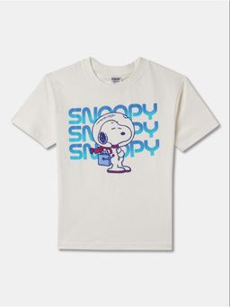 R&B - White Pure Cotton Half Sleeves Round Neck Regular Fit Graphic T-Shirt