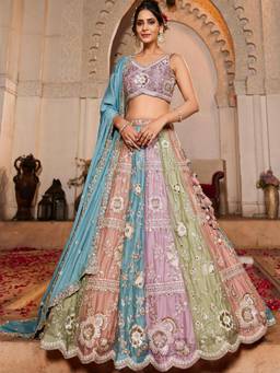 Panchhi - Georgette Sequins Embroidery Semi Stitched Lehenga & Choli with Dupatta (Set of 3)