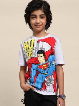 Kidsville - Kids Boys Superman Grey Melange Printed T-Shirt