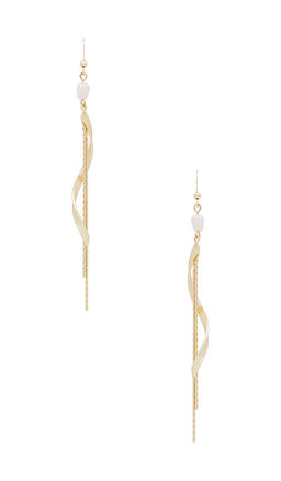 Ettika - Twisted Gold Freshwater Pearl Dangle Earrings