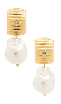 Ettika - Ribbed Pearl Drop Earrings