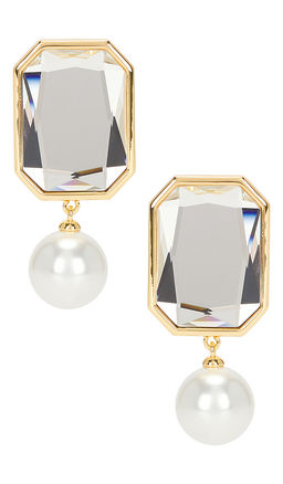 self-portrait - Crystal Pearl Tiered Earrings