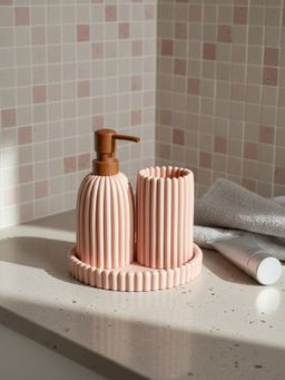 Mason Home - Pink Terra Ribbed Bathroom Set (Pack Of 3)