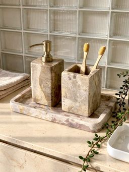 Mason Home - Beige Caldera Marble Bath Set (Pack Of 3)