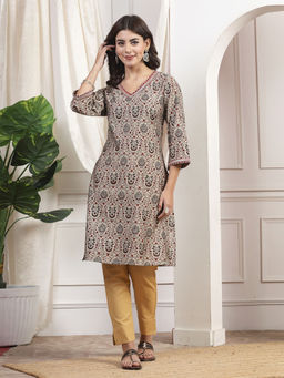 Nayam by lakshita - Embroidered Foil Printed Kurta