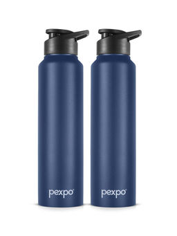Pexpo - Denim Blue Chromo Stainless Steel Single Wall Fridge Bottle (Pack of 2) (1000ml)