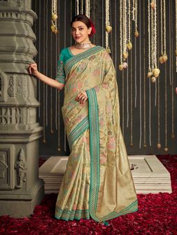 Odette - Tan Silk Woven Design Saree with Unstitched Blouse
