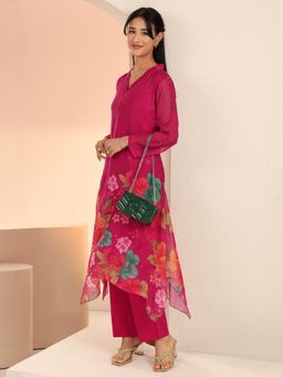 Libas - Women Pink Chiffon Kurta with Trouser