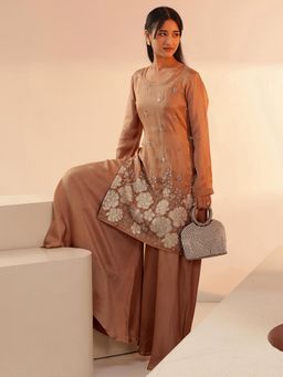 Libas - Women Brown Silk Blend Kurta with Trouser and Dupatta