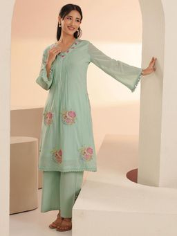 Libas - Women Green Cotton Kurta with Trouser