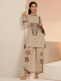 Libas - Women Beige Cotton Blend Co-Ord Set