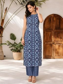 arangya - Women Blue Cotton Kurta with Pant