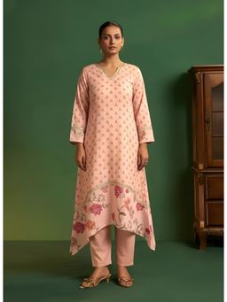 arangya - Women Peach Cotton Kurta with Pant