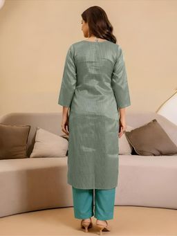 arangya - Women Green Jacquard Kurta with Pant and Dupatta