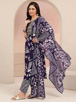 Gerua By Libas - Women Purple Cotton Blend Kurta with Trouser
