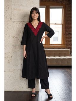 W - Black Cotton Kurta