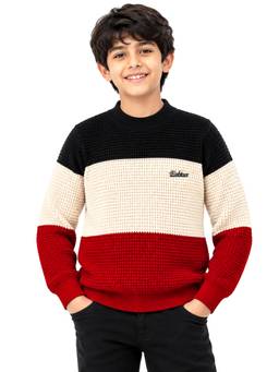 Kuchipoo - Red Colorblock Polyester Sweater