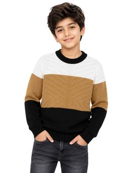 Kuchipoo - Brown Colorblock Polyester Sweater