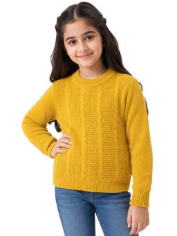 Kuchipoo - Mustard Self Design Polyester Sweater