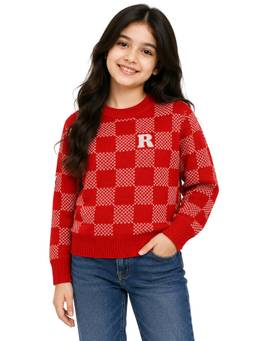 Kuchipoo - Red Checks Polyester Sweater