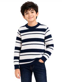 Kuchipoo - Navy Blue Stripes Polyester Sweater